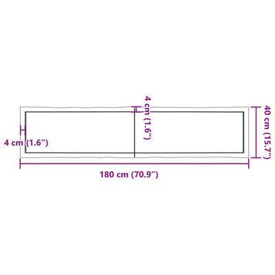 vidaXL Επιφ Τραπεζιού Αν Καφέ 180x40x(2-6)εκ.Ακατέργ. Μασίφ Ξύλο Δρυός