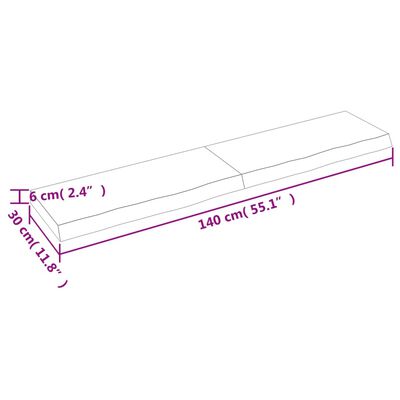 vidaXL Πάγκος Μπάνιου Σκούρο Καφέ 140x30x(2-6) εκ. Επεξεργ. Μασίφ Ξύλο