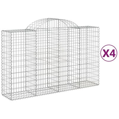 vidaXL Συρματοκιβώτια Τοξωτά 4 τεμ. 200x50x120/140 εκ. Γαλβαν. Ατσάλι