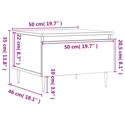 vidaXL Τραπεζάκι Σαλονιού Καπνιστή Δρυς 50x46x35 εκ. Επεξεργ. Ξύλο