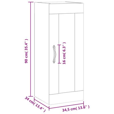 vidaXL Ντουλάπι Τοίχου Γκρι Sonoma 34,5 x 34 x 90 εκ.