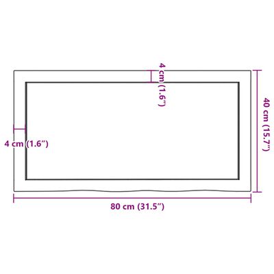 vidaXL Επιφάνεια Τραπεζιού 80x40x(2-6) εκ Ακατέργαστο Μασίφ Ξύλο Δρυός