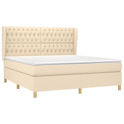 vidaXL Κρεβάτι Boxspring με Στρώμα Κρεμ 180x200 εκ. Υφασμάτινο