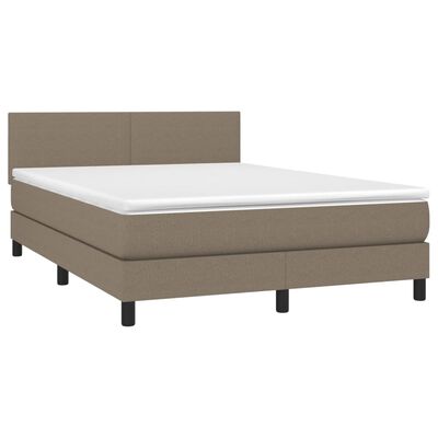 vidaXL Κρεβάτι Boxspring με Στρώμα Taupe 140x190 εκ. Υφασμάτινο