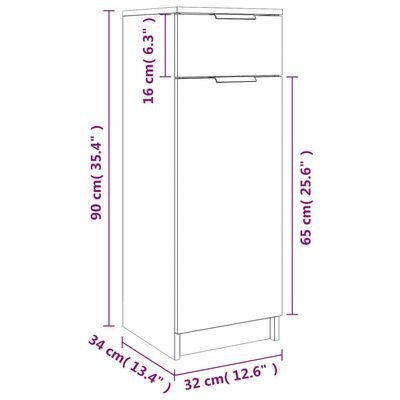 vidaXL Ντουλάπι Μπάνιου Γκρι Sonoma 32x34x90 εκ. Επεξεργασμένο Ξύλο