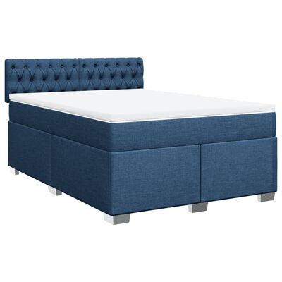 vidaXL Κρεβάτι Boxspring με Στρώμα Μπλε 160x200 εκ. Υφασμάτινο