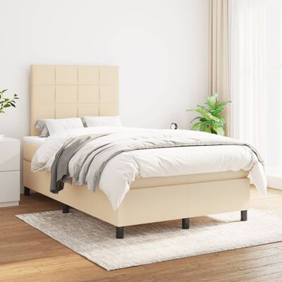 vidaXL Κρεβάτι Boxspring με Στρώμα Κρεμ 120x190 εκ. Υφασμάτινο