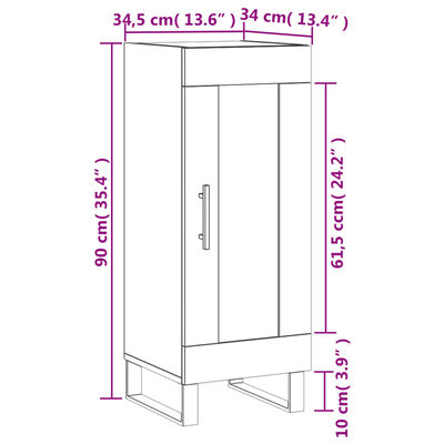 vidaXL Ντουλάπι Καπνιστή Δρυς 34,5 x 34 x 90 εκ. Επεξεργασμένο Ξύλο