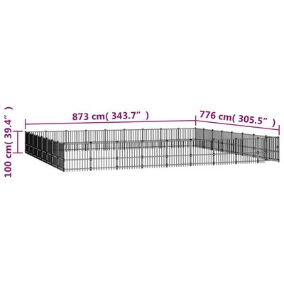 vidaXL Κλουβί Σκύλου Εξωτερικού Χώρου 67,74 μ² από Ατσάλι