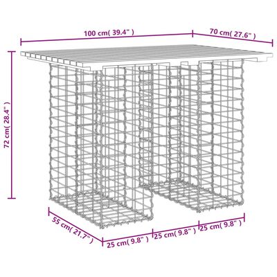 vidaXL Παγκάκι Κήπου Συρματοκιβώτιο 100x70x72εκ. Εμποτ. Ξύλο Πεύκου