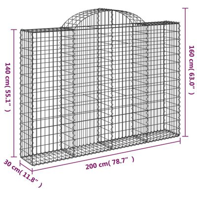 vidaXL Συρματοκιβώτια Τοξωτά 4 τεμ. 200x30x140/160 εκ. Γαλβαν. Ατσάλι