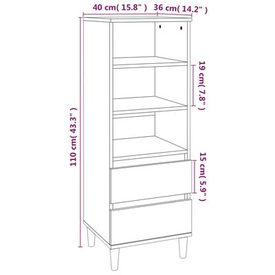 vidaXL Ντουλάπι Γκρι Sonoma 40x36x110 εκ. από Επεξεργασμένο Ξύλο