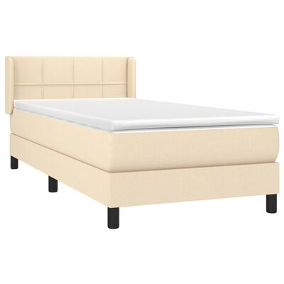 vidaXL Κρεβάτι Boxspring με Στρώμα Κρεμ 90x190 εκ.Υφασμάτινο