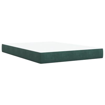 vidaXL Κρεβάτι Boxspring με Στρώμα Σκούρο Πράσινο 140x190εκ. Βελούδινο