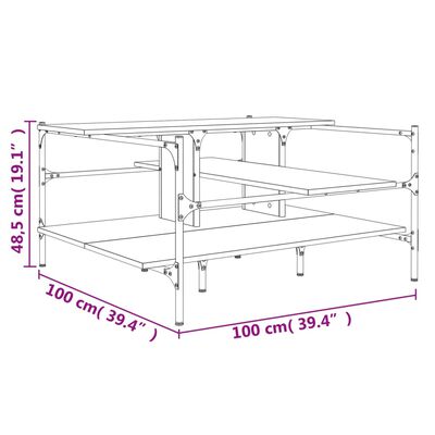 vidaXL Τραπεζάκι Σαλονιού Sonoma Δρυς 100x100x48,5 εκ. Επεξεργ. Ξύλο