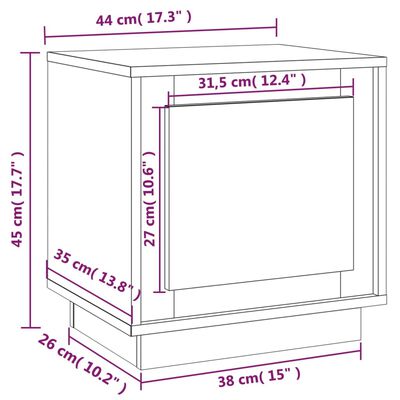 vidaXL Κομοδίνο Μαύρο 44 x 35 x 45 εκ. από Επεξεργασμένο Ξύλο