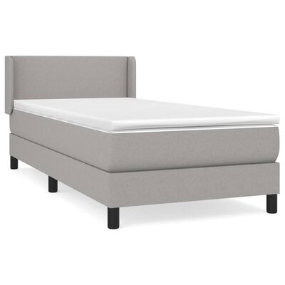 vidaXL Κρεβάτι Boxspring με Στρώμα Ανοιχτό Γκρι 90x200 εκ. Υφασμάτινο