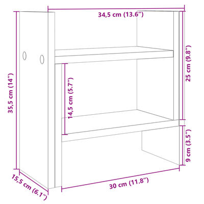 vidaXL Έπιπλο Οργάνωσης Γραφείου Μαύρο 34,5x15,5x35,5 εκ. Επεξ. Ξύλο