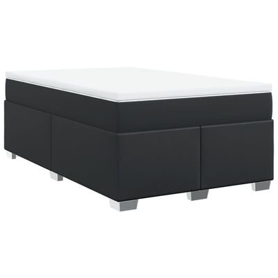 vidaXL Κρεβάτι Boxspring με Στρώμα Μαύρο 120x190εκ.από Συνθετικό Δέρμα