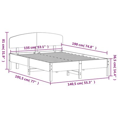 vidaXL Σκελετός Κρεβ. Χωρίς Στρώμα Λευκό 135x190 εκ Μασίφ Πεύκο