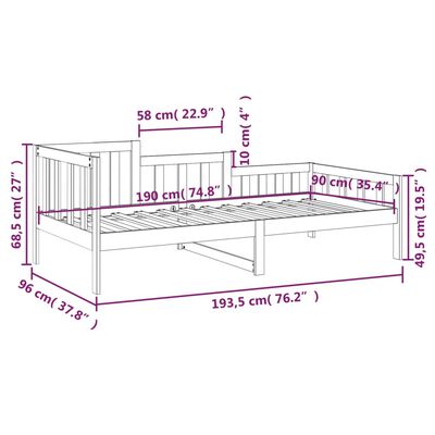 vidaXL Καναπές Κρεβάτι Καφέ Μελί 90 x 190 εκ. από Μασίφ Ξύλο Πεύκου