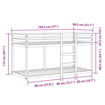 vidaXL Κουκέτα με Κουρτίνες Μπλε 75x190 εκ. Μασίφ Ξύλο Πεύκου