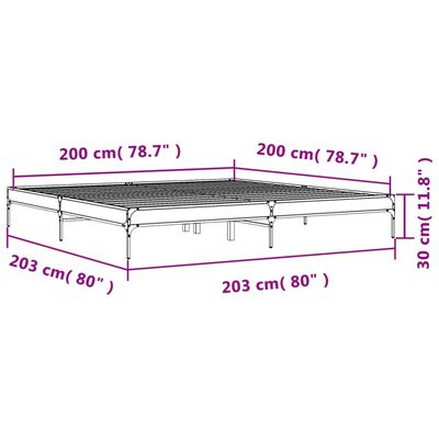 vidaXL Πλαίσιο Κρεβατιού Καφέ Δρυς 200x200 εκ. Επεξ. Ξύλο & Μέταλλο