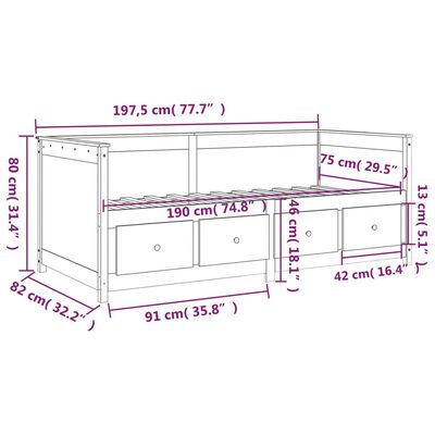 vidaXL Καναπές Κρεβάτι 75x190 εκ. από Μασίφ Ξύλο Πεύκου