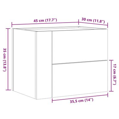 vidaXL Κομοδίνα Επιτοίχια 2 τεμ. Μαύρα 45x30x35 εκ.