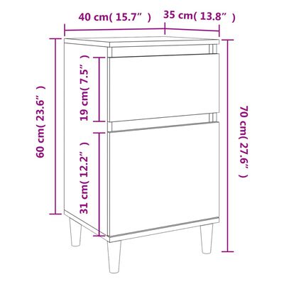 vidaXL Κομοδίνα 2 τεμ. Μαύρα 40x35x70 εκ.