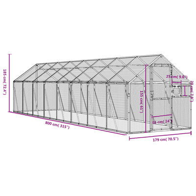 vidaXL Κλουβί Ανθρακί 1,79 x 8 x 1,85 μ. από Αλουμίνιο