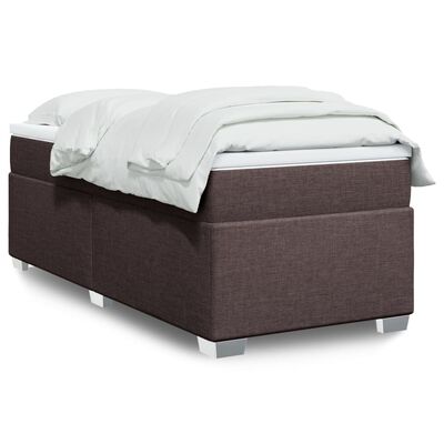 vidaXL Κρεβάτι Boxspring με Στρώμα Σκούρο Καφέ 100x200 εκ. Υφασμάτινο