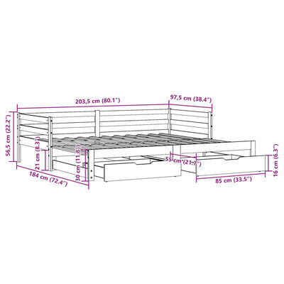 vidaXL Καναπές Κρεβάτι Συρόμενος Χωρίς Στρώμα 90x200 εκ. & Συρτάρια