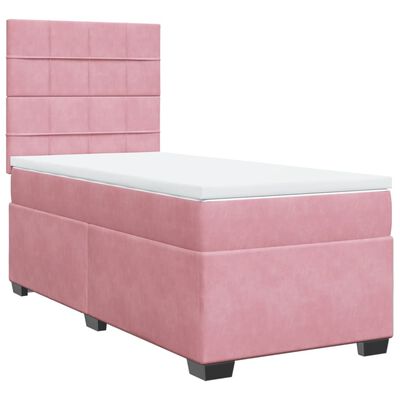 vidaXL Κρεβάτι Boxspring με Στρώμα Ροζ 80 x 200 εκ. Βελούδινο