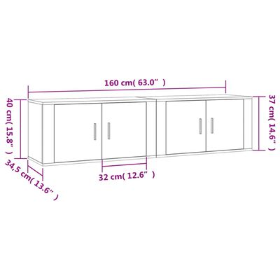 vidaXL Έπιπλα Τηλεόρασης Επιτοίχια 2 τεμ. Λευκά 80 x 34,5 x 40 εκ.