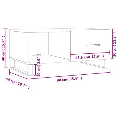 vidaXL Τραπεζάκι Σαλονιού Sonoma Δρυς 90x50x40 εκ. Επεξεργασμένο Ξύλο