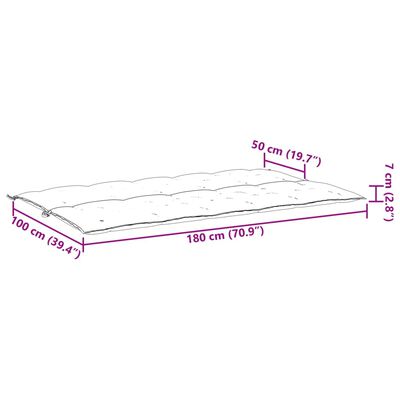 vidaXL Μαξιλάρι Πάγκου Κήπου Ανθρακί 180x(50+50)x7 εκ. Ύφασμα Oxford