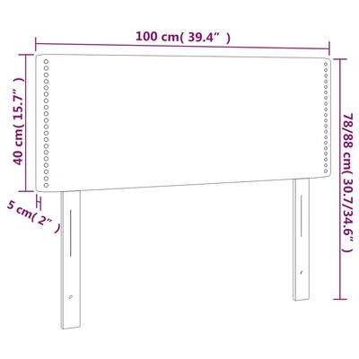 vidaXL Κεφαλάρι Κρεβατιού LED Μαύρο 100x5x78/88 εκ. Συνθετ. Δέρμα