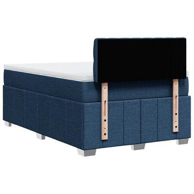 vidaXL Κρεβάτι Boxspring με Στρώμα Μπλε 120x200 εκ. Υφασμάτινο