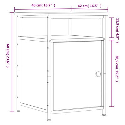 vidaXL Κομοδίνο Sonoma Δρυς 40 x 42 x 60 εκ. από Επεξεργασμένο Ξύλο