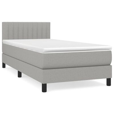 vidaXL Κρεβάτι Boxspring με Στρώμα Ανοιχτό Γκρι 90x200 εκ. Υφασμάτινο