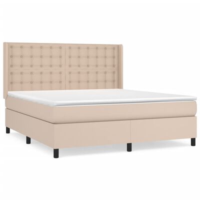 vidaXL Κρεβάτι Boxspring με Στρώμα Καπουτσίνο 180x200 εκ. Συνθ. Δέρμα