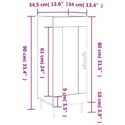 vidaXL Ντουλάπι Γκρι Sonoma 34,5x34x90 εκ. από Επεξεργασμένο Ξύλο