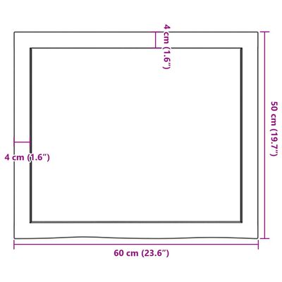 vidaXL Πάγκος Μπάνιου 60 x 50 x (2-4) εκ. από Ακατέργαστο Μασίφ Ξύλο