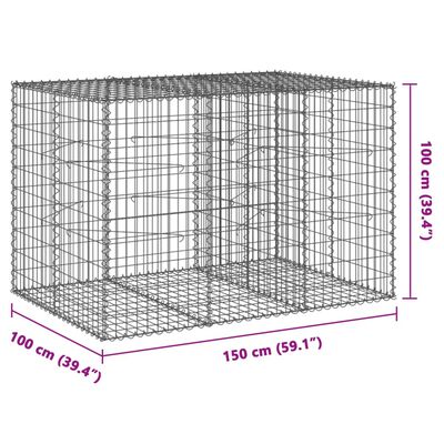 vidaXL Συρματοκιβώτιο με Κάλυμμα 150x100x100εκ από Γαλβανισμένο Χάλυβα