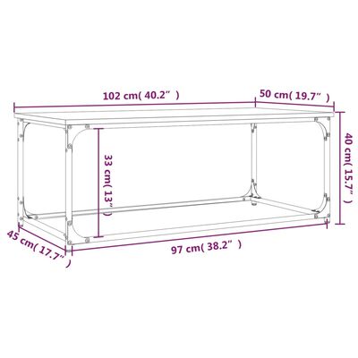 vidaXL Τραπεζάκι Σαλονιού Sonoma δρυς 102x50x40 εκ Επεξ Ξύλο + Σίδηρος