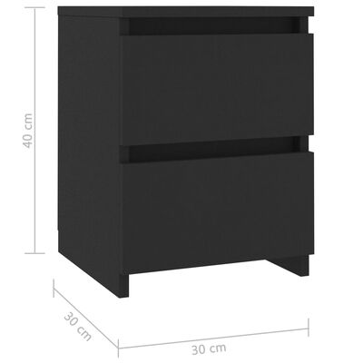 vidaXL Κομοδίνα 2 τεμ. Μαύρα 30 x 30 x 40 εκ. από Επεξ. Ξύλο