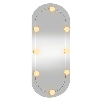 vidaXL Καθρέφτης Τοίχου Οβάλ με Φώτα LED 30x80 εκ. από Γυαλί