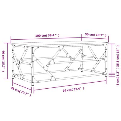 vidaXL Τραπεζάκι Σαλονιού Καπνιστή Δρυς 100x50x40 εκ. Επεξεργ. Ξύλο