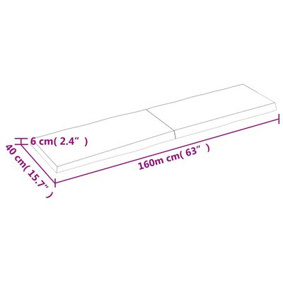 vidaXL Επιφ Τραπεζιού Αν Καφέ 160x40x(2-6)εκ.Ακατέργ. Μασίφ Ξύλο Δρυός